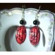 Naušnice červeno černé d. 6cm   N134