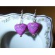 Naušnice růžová srdíčka d. 4 cm   N165